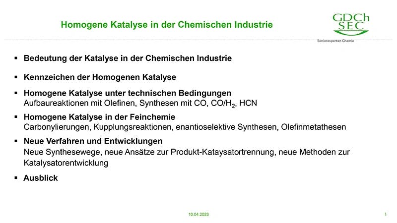Homogene Katalyse in der chemischen Industrie