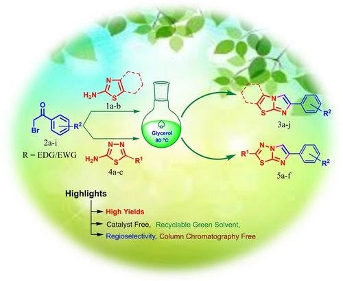 A Glycerol promoted, regioselective synthesis of 6‐aryl substituted Imidazo[2,1‐b]thiazole and imidazo[2,1‐b]‐1,3,4‐thiadiazole through a one‐step domino process under green conditions