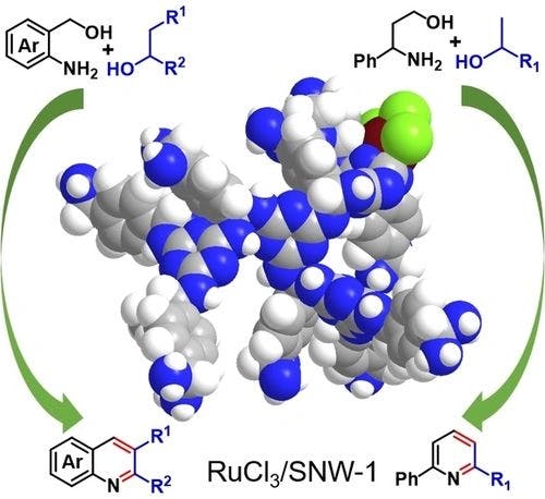 Schiff‐base Polymer Immobilized Ruthenium for Efficient Catalytic Cross‐coupling of Secondary Alcohols with 2‐amino‐ and γ‐aminobenzyl Alcohols to Give Quinolines and Pyridines