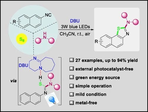 Visible‐Light‐Promoted Cascade Coupling of 2‐Isocyanonaphthalenes with Elemental Sulfur and Amines to Construct Naphtho[2,1‐d]thiazol‐2‐Amines