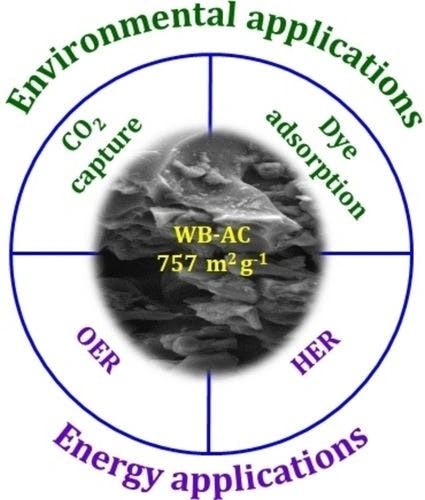 Hierarchical Porous Activated Carbon from Wheat Bran Agro‐Waste: Applications in Carbon Dioxide Capture, Dye Removal, Oxygen and Hydrogen Evolution Reactions