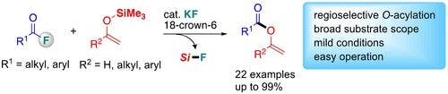 Selective O‐Acylation of Enol Silyl Ethers with Acyl Fluorides Catalyzed by Fluoride Ions Derived from Potassium Fluoride and 18‐Crown‐6