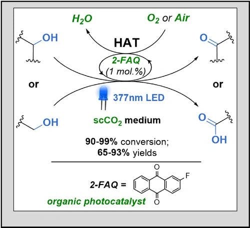 Photocatalytic metal‐free oxidation of alcohols with molecular oxygen in supercritical CO2 medium