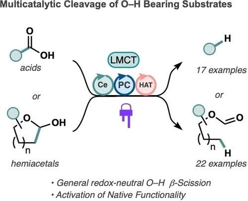 Redox‐Neutral Multicatalytic Cerium Photoredox‐Enabled Cleavage of O−H Bearing Substrates