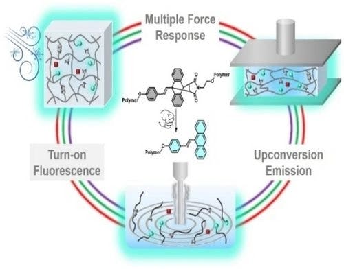 Multiple Force‐Triggered Downconverted and Upconverted Emission in Polymers Containing Diels‐Alder Adducts