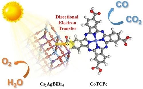Directed Electron Delivery from a Pb‐Free Halide Perovskite to a Co(II) Molecular Catalyst Boosts CO2 Photoreduction Coupled with Water Oxidation